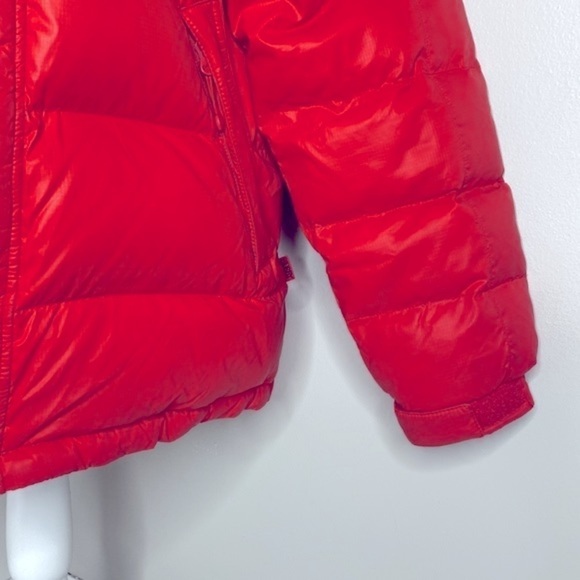 Y2k Stüssy tomato red puffer down hooded coat - Picture 3 of 11